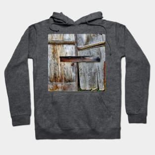 rustic western country farmhouse grey wooden barn door Hoodie